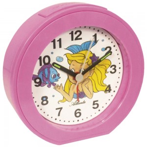 Atlanta 1998/17 Wecker für Kinder Quarz analog MEERJUNGFRAU Kinderwecker rosa
