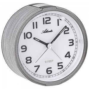 Atlanta 1993/19 Wecker Quarz analog silberfarben leise ohne Ticken mit Licht