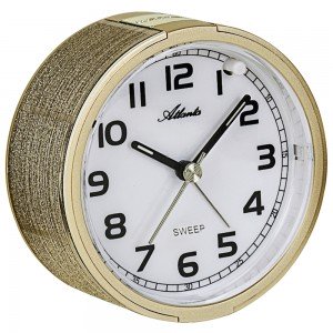 Atlanta 1993/9 Wecker Quarz analog golden leise ohne Ticken mit Licht Snooze