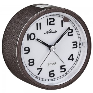Atlanta 1993/18 Wecker Quarz analog braun leise ohne Ticken mit Licht