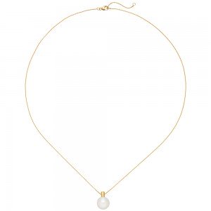Kette mit Anhänger 750 Gold Gelbgold 1 Süßwasser Perle 45 cm
