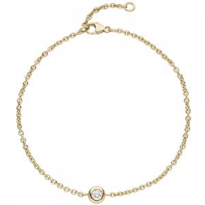 Armband 750 Gold Gelbgold 1 Diamant Brillant 0,10ct. 18 cm