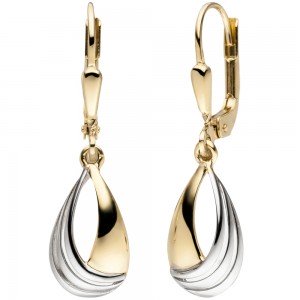Ohrhänger Tropfen 333 Gold Gelbgold bicolor Ohrringe