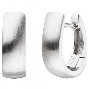 Creolen 925 Sterling Silber matt rhodiniert oval