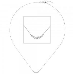 Collier Halskette 585 Gold Weißgold 5 Diamanten Brillanten 42 cm