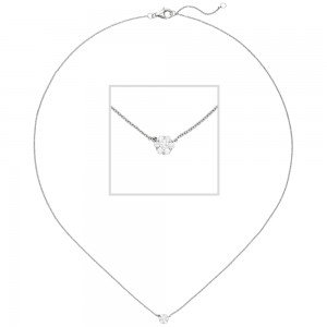 Collier 585 Gold Weißgold 7 Diamanten Brillanten 45 cm