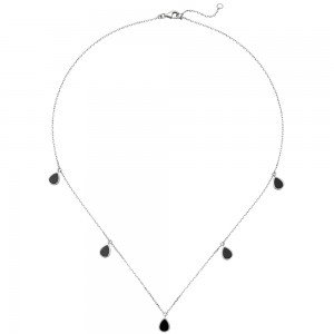 Collier Halskette 925 Sterling Silber 5 Onyxe 45 cm