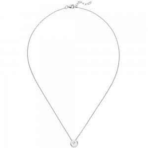 Collier Kette mit Anhänger 925 Sterling Silber 1 Zirkonia 45 cm