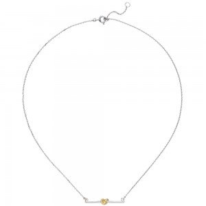 Collier Halskette Knoten 925 Sterling Silber bicolor vergoldet 45 cm Kette