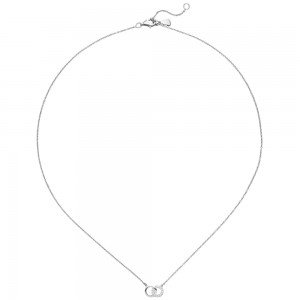 Collier Halskette 925 Sterling Silber 13 Zirkonia 45 cm Kette Silberkette