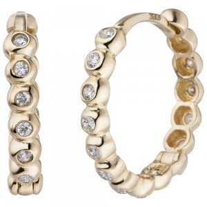 Creolen 333 Gold Gelbgold 30 Zirkonia Ohrringe