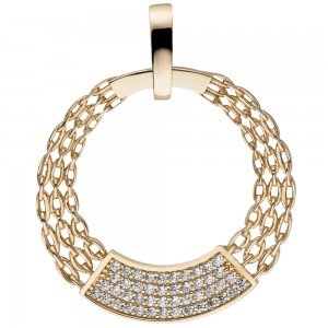 Anhänger rund 333 Gold Gelbgold 46 Zirkonia