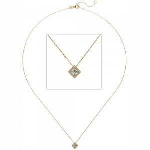 Collier Kette mit Anhänger 333 Gold Gelbgold 1 Zirkonia 45 cm 1.3g