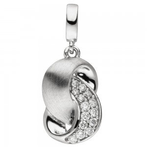 Anhänger 585 Gold Weißgold matt 14 Diamanten Brillanten