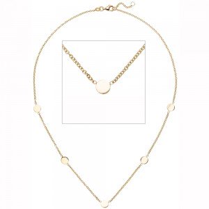 Collier Halskette mit Plättchen 375 Gold Gelbgold 43 cm Kette