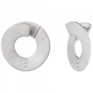 Creolen 925 Silber matt 6 Diamanten Brillanten Ohrringe 9g