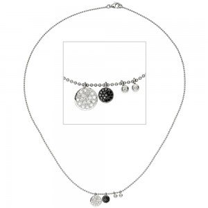 Collier Halskette Kette 585 Gold Weißgold 40 Diamanten Brillanten 43 cm