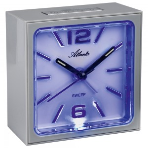 Atlanta 2130/4 Wecker Quarz analog eckig grau mit Licht Snooze