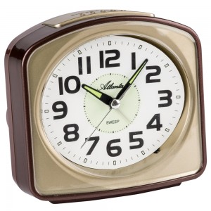 Atlanta 2150/3 Wecker Quarz analog golden leise ohne Ticken mit Licht