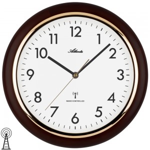 Atlanta 4536/20 Wanduhr Funk Funkwanduhr analog rund nussbaum-farben