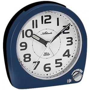Atlanta 1738/5 Wecker Quarz analog blau leise ohne Ticken mit Licht