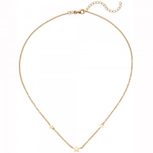 Collier Halskette mit Anhängern Sterne 925 Silber rotgold vergoldet 43 cm