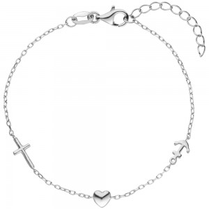 Armband Glaube Liebe Hoffnung 925 Sterling Silber 19 cm