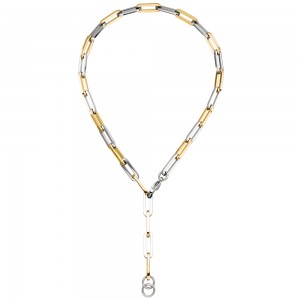 Y-Collier Halskette Edelstahl gelbgoldfarben beschichtet 47 cm