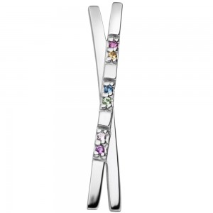 Anhänger 925 Sterling Silber 6 bunte Zirkonia