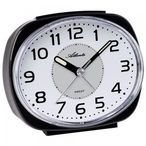 Atlanta 2141/7 Wecker Quarz analog schwarz leise ohne Ticken mit Licht Snooze