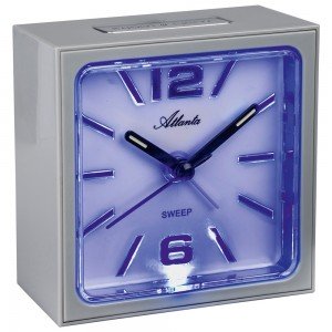 Atlanta 2130/4 Wecker Quarz analog eckig grau mit Licht Snooze