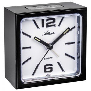 Atlanta 2130/7 Wecker Quarz analog eckig schwarz mit Licht Snooze