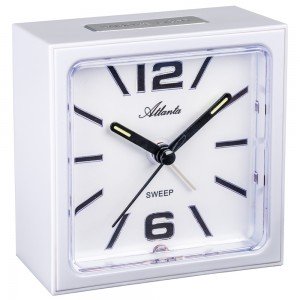 Atlanta 2130/0 Wecker Quarz analog eckig weiß mit Licht Snooze