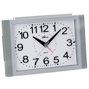 Atlanta 2122/19 Wecker Quarz analog silbern leise ohne Ticken mit Licht Snooze