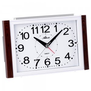 Atlanta 2122/20 Wecker Quarz analog Holz-Optik leise ohne Ticken mit Licht
