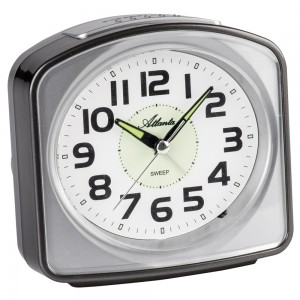 Atlanta 2150/4 Wecker Quarz analog anthraziit leise ohne Ticken mit Licht