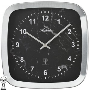 Atlanta 4384/7 Wanduhr Funk Funkwanduhr analog Marmor-Optik schwarz