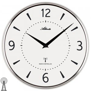 Atlanta 4538/19 Wanduhr Funk Funkwanduhr analog rund silbern