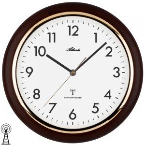 Atlanta 4536/20 Wanduhr Funk Funkwanduhr analog rund nussbaum-farben