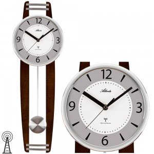 Atlanta 5106/20 Wanduhr Funk Funkwanduhr mit Pendel nussbaum-farben Pendeluhr