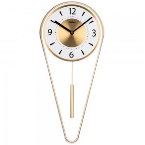 Atlanta 5008/9 Wanduhr Quarz mit Pendel golden Pendeluhr mordern