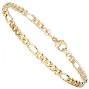 Figaroarmband 333 Gold Gelbgold massiv diamantiert 21 cm Armband Goldarmband