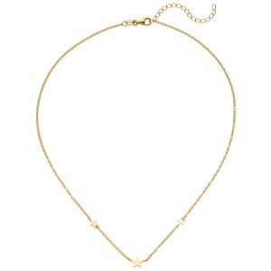 Collier Halskette mit Anhängern Sterne 925 Silber gold vergoldet 43 cm
