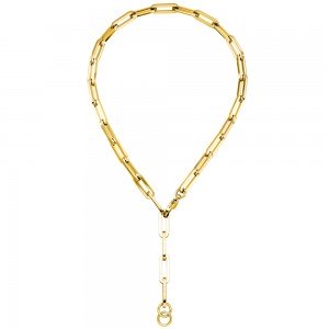 Y-Collier Halskette Edelstahl gelbgoldfarben beschichtet 55 cm
