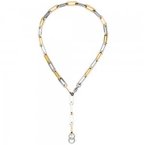 Y-Collier Halskette Edelstahl gelbgoldfarben beschichtet 47 cm