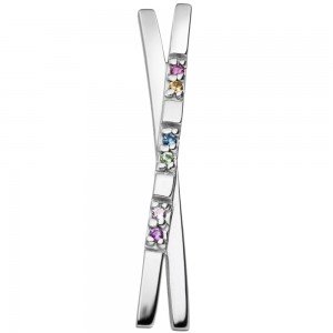 Anhänger 925 Sterling Silber 6 bunte Zirkonia