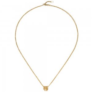 Collier Kette mit Anhänger 585 Gold Gelbgold 24 Diamanten Brillanten 45 cm