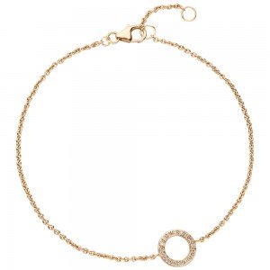 Armband 585 Gold Gelbgold 16 Diamanten Brillanten 21 cm