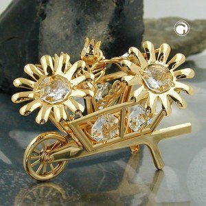 Blumenschubkarre mit Glas-Steinen Kristallglas