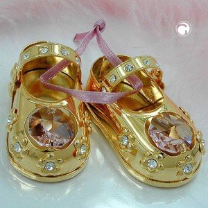 1 Paar Babyschuhe mit Glas-Steinen